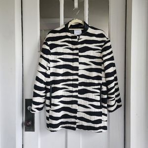 Mango Zebra Print Long Zip Front Jacket Coat